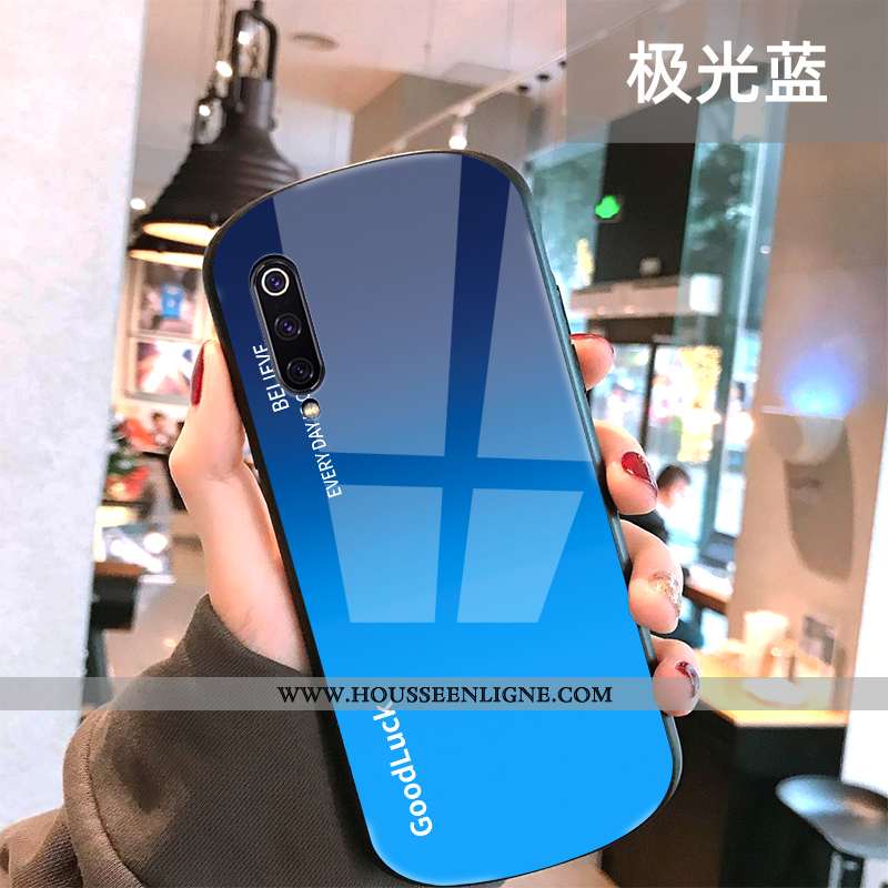 Coque Xiaomi Mi 9 Verre Personnalité Tout Compris Europe Incassable Protection Simple Bleu