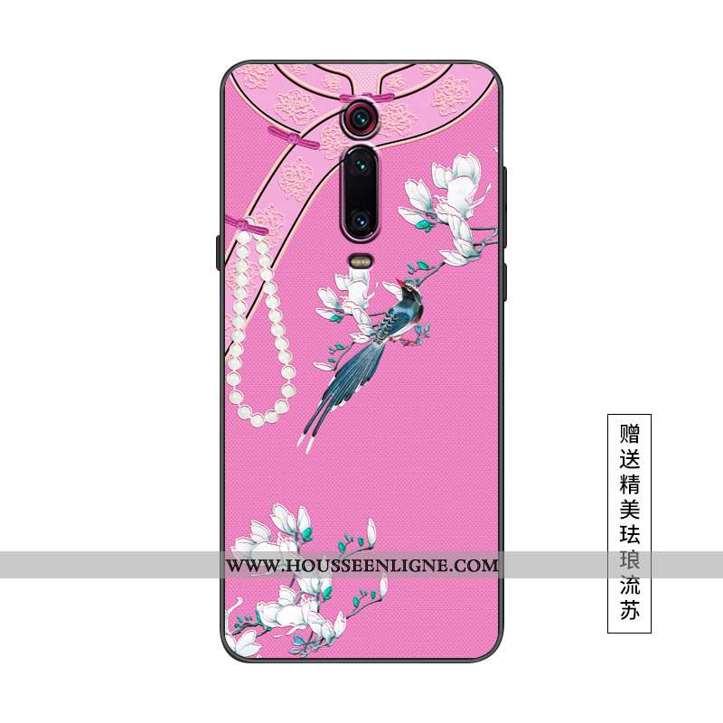 Coque Xiaomi Mi 9t Pro Protection Délavé En Daim Style Chinois Étui Rose Nouveau Petit