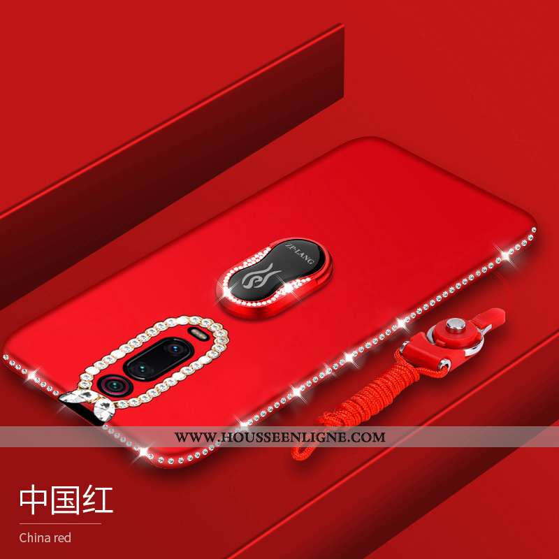 Coque Xiaomi Mi 9t Pro Ultra Légère Délavé En Daim Violet Strass Rouge