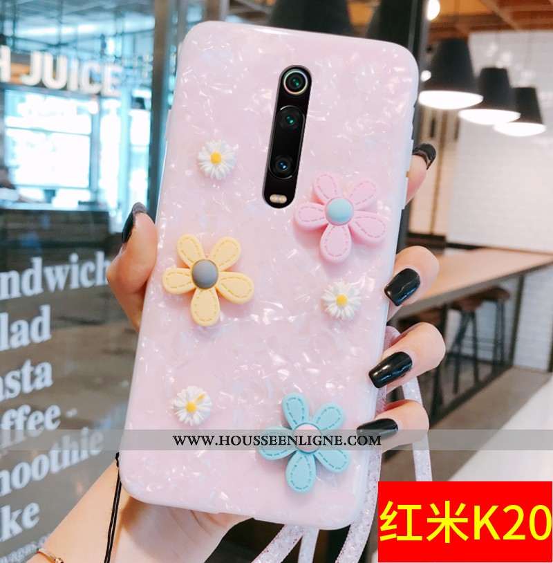 Coque Xiaomi Mi 9t Tendance Silicone Téléphone Portable Rouge Rose Fleur Petit