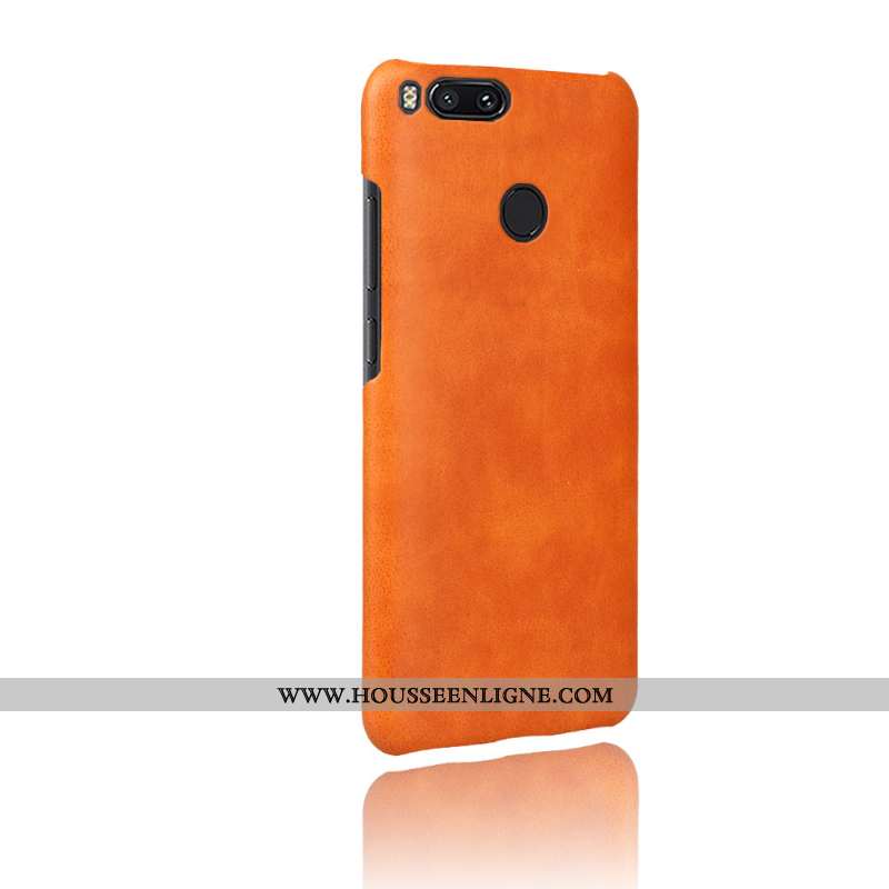 Coque Xiaomi Mi A1 Vintage Cuir Qualité Petit Protection Modèle Fleurie Étui Orange