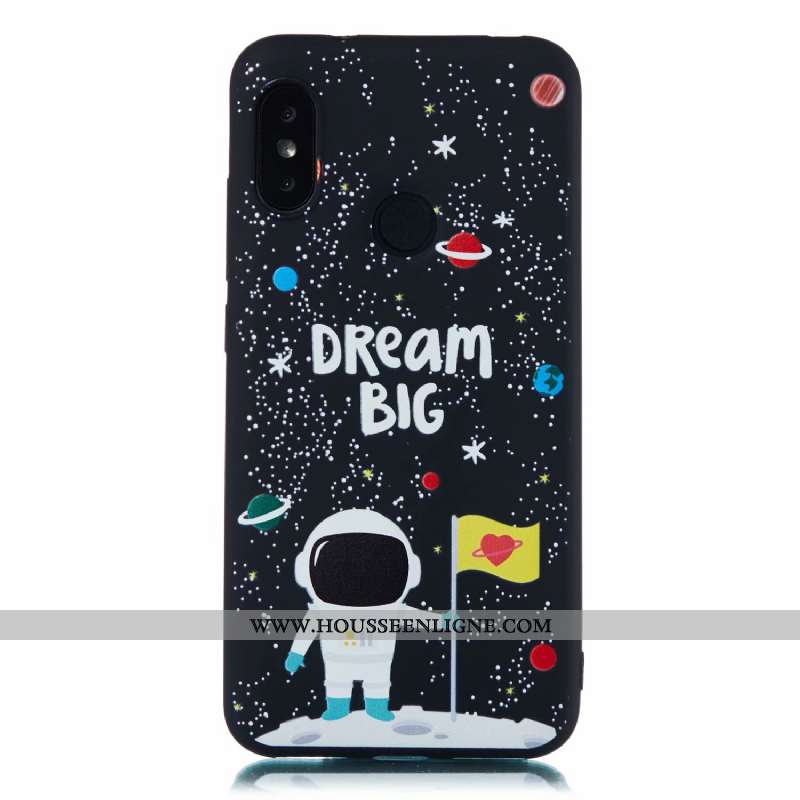 Coque Xiaomi Mi A2 Lite Fluide Doux Délavé En Daim Dessin Animé Tout Compris Étui Incassable Noir