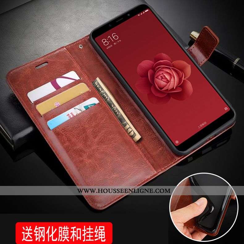 Coque Xiaomi Mi A2 Silicone Personnalité Petit Cuir Étui Housse Rouge