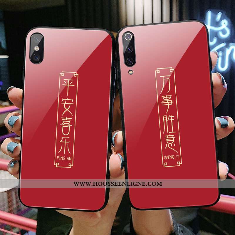 Coque Xiaomi Mi A2 Verre Petit Net Rouge Rouge Rat Téléphone Portable