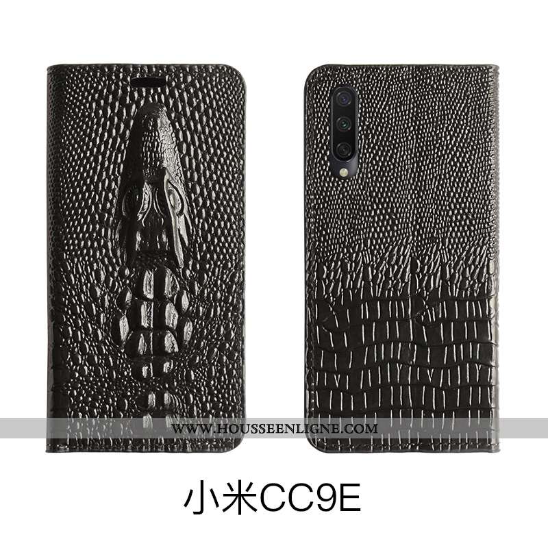 Coque Xiaomi Mi A3 Protection Cuir Véritable Housse Luxe Bovins Noir