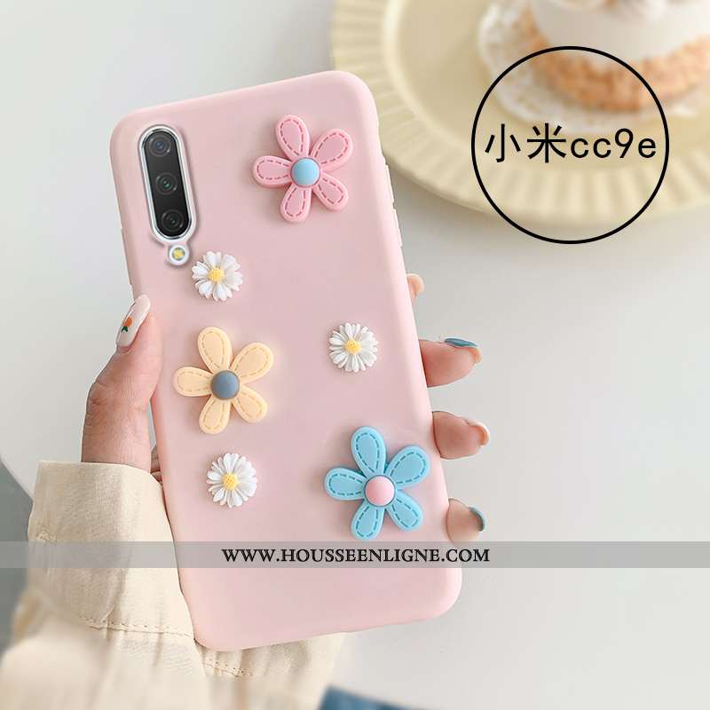 Coque Xiaomi Mi A3 Silicone Fluide Doux Petit Fleurs Rose Téléphone Portable