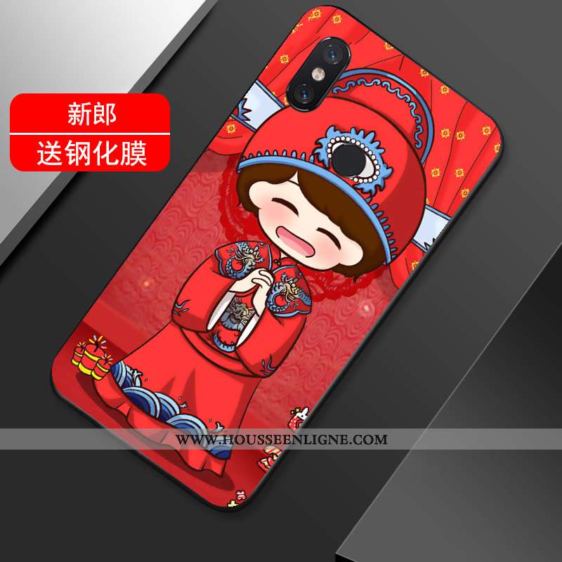 Coque Xiaomi Mi Max 3 Créatif Tendance Tout Compris Incassable Rouge Silicone Vent