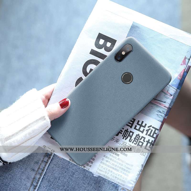Coque Xiaomi Mi Max 3 Personnalité Créatif Étui Couleur Unie Tendance Bleu Simple