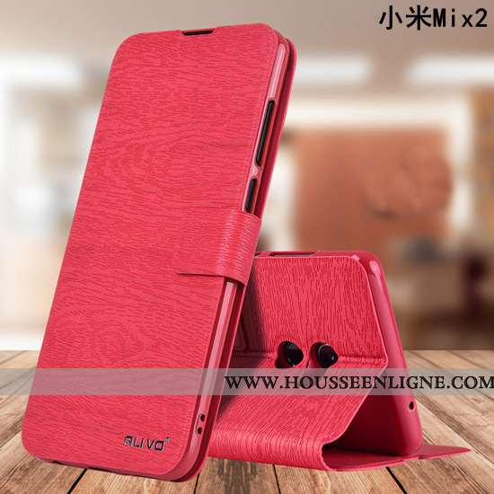 Coque Xiaomi Mi Mix 2 Protection Cuir Tout Compris Étui Incassable Silicone Rouge