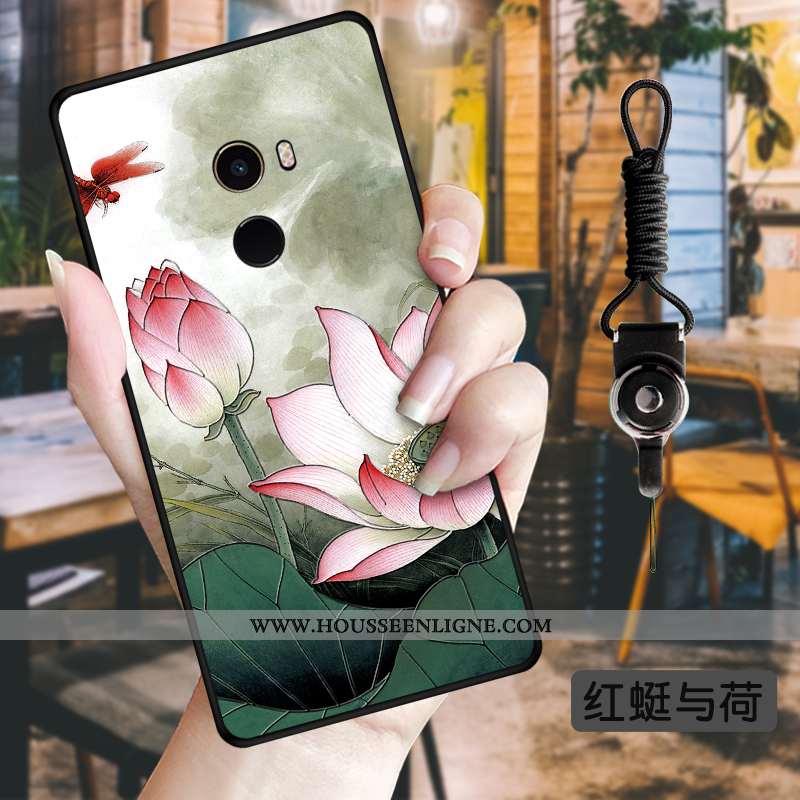 Coque Xiaomi Mi Mix 2 Protection Personnalité Vert Fleurs Vent Téléphone Portable Étui Verte