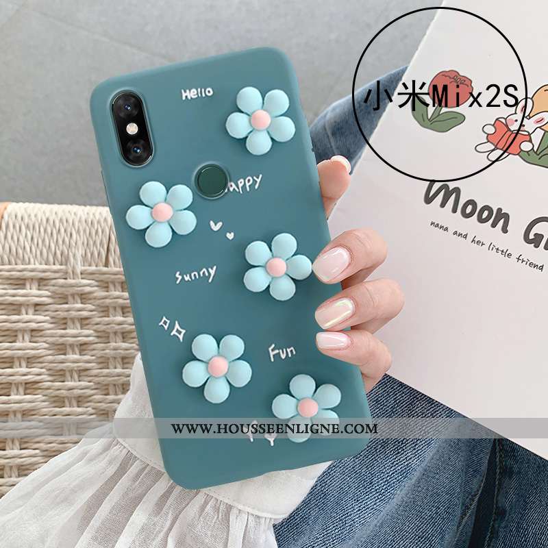Coque Xiaomi Mi Mix 2s Silicone Fluide Doux Dimensionnel Petit Téléphone Portable Incassable Vert Ve