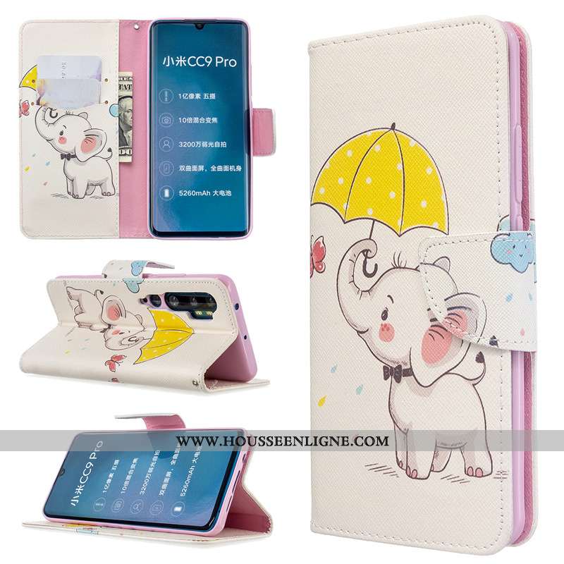 Coque Xiaomi Mi Note 10 Protection Cuir Blanc Housse Peinture Téléphone Portable Blanche