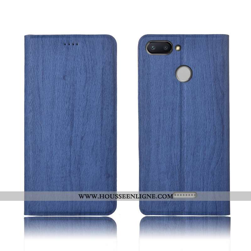 Coque Xiaomi Redmi 6 Cuir Modèle Fleurie Tout Compris Fluide Doux Incassable Téléphone Portable Bleu