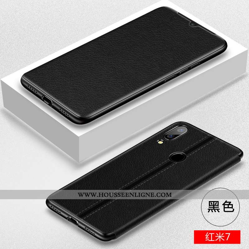 Coque Xiaomi Redmi 7 Tendance Cuir Protection Créatif Clamshell Téléphone Portable Incassable Marron
