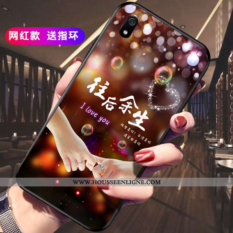Coque Xiaomi Redmi 7a Délavé En Daim Personnalité Incassable Téléphone Portable Rouge Protection Noi
