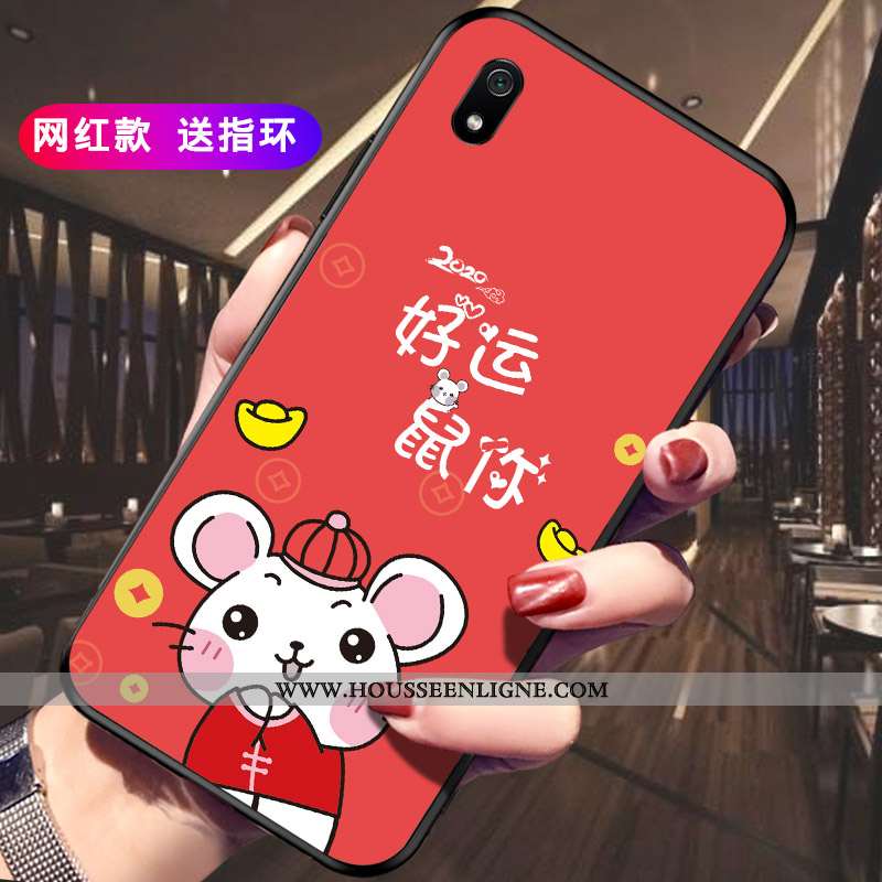 Coque Xiaomi Redmi 7a Délavé En Daim Personnalité Incassable Téléphone Portable Rouge Protection Noi