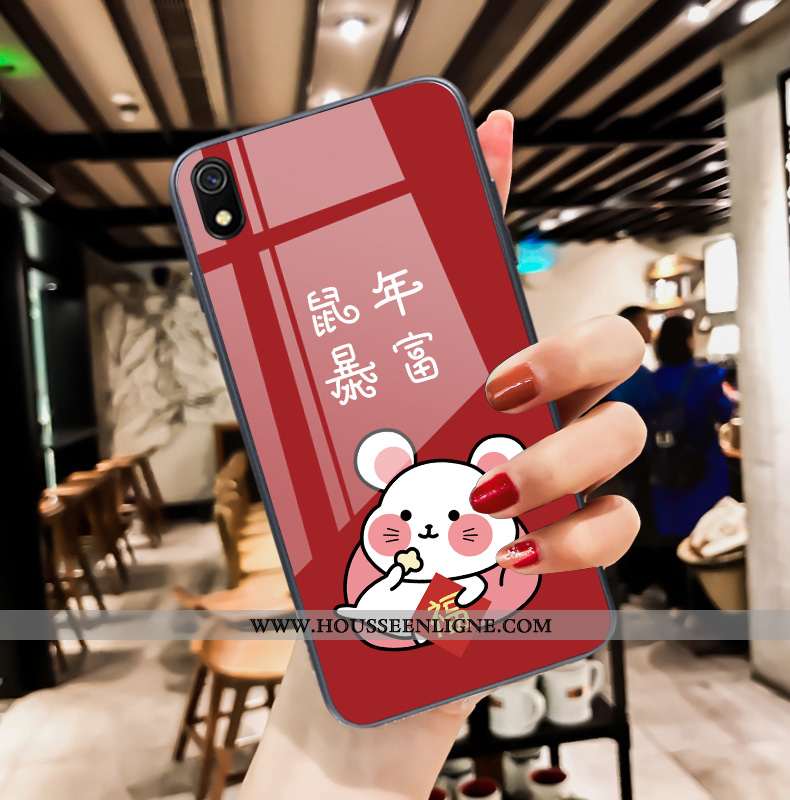 Coque Xiaomi Redmi 7a Verre Charmant Nouveau Protection Téléphone Portable Rouge Étui