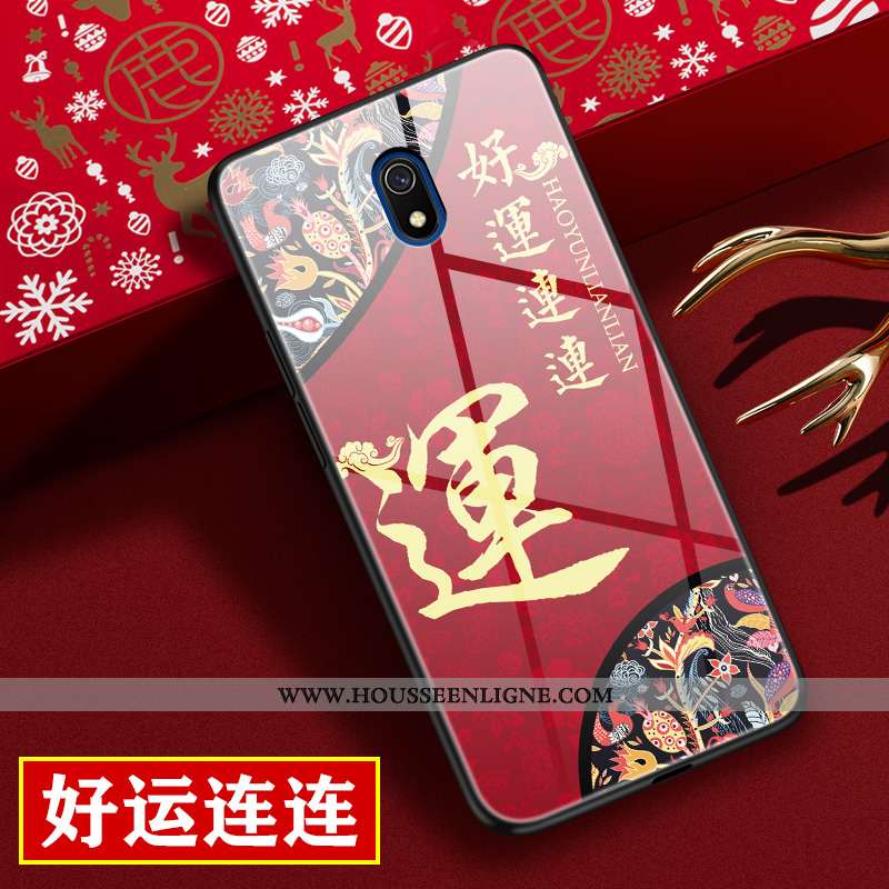 Coque Xiaomi Redmi 8a Créatif Protection Miroir Style Chinois Nouveau Difficile Rouge