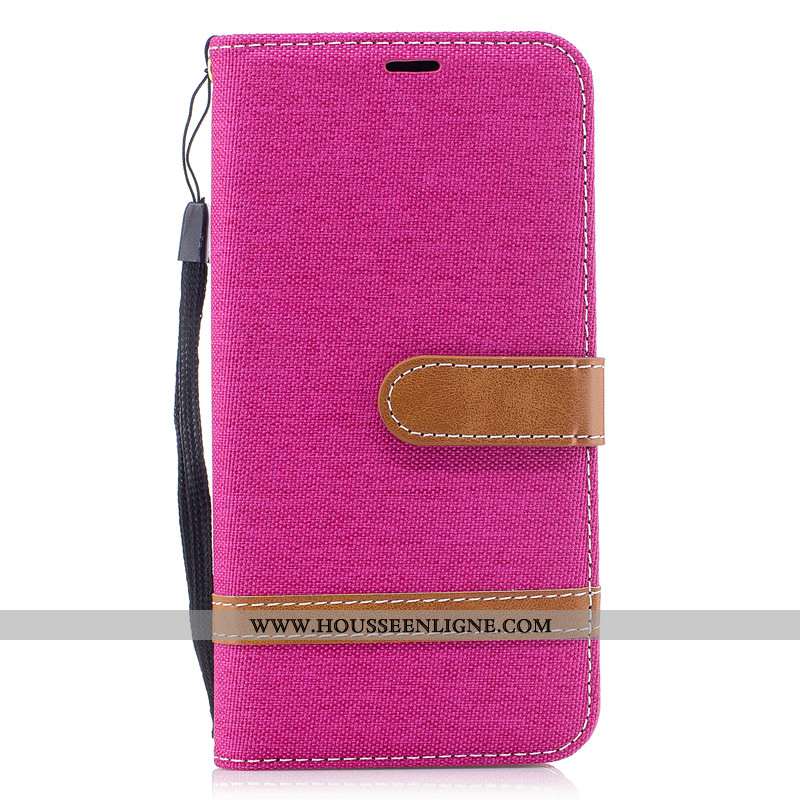 Coque Xiaomi Redmi 8a Cuir Protection Rouge En Denim Simple Téléphone Portable Nouveau Violet