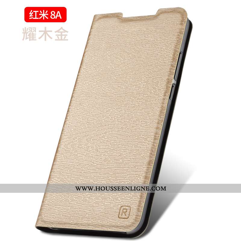 Coque Xiaomi Redmi 8a Cuir Protection Tout Compris Personnalité Petit Rouge Étui Doré