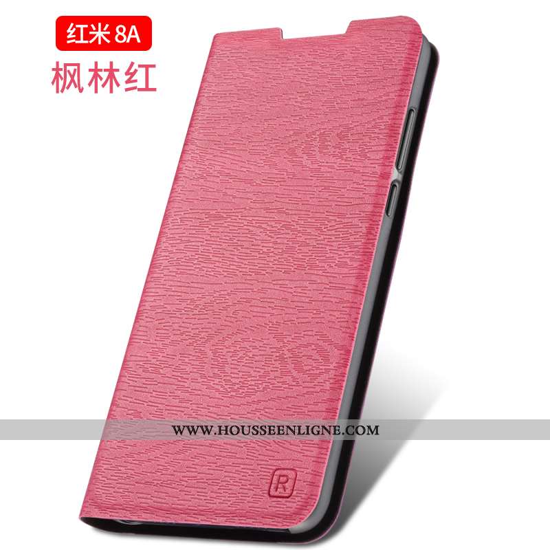 Coque Xiaomi Redmi 8a Cuir Protection Tout Compris Personnalité Petit Rouge Étui Doré