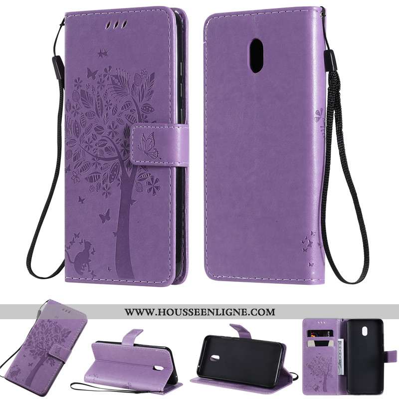 Coque Xiaomi Redmi 8a Cuir Violet Étui Téléphone Portable Tout Compris Housse