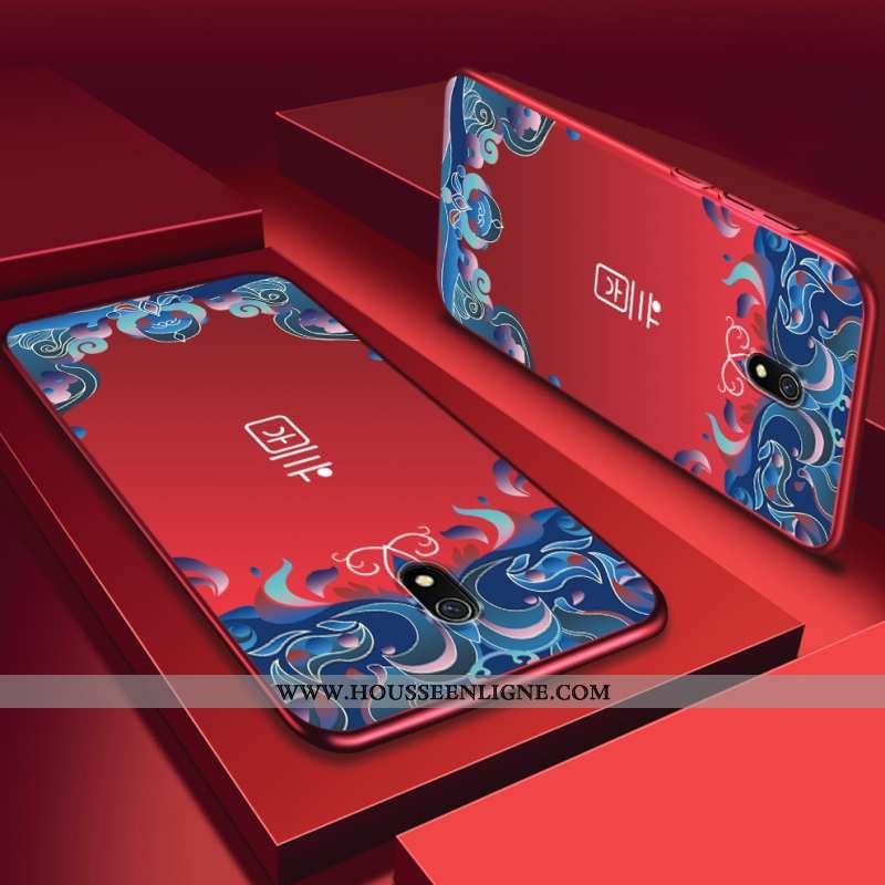 Coque Xiaomi Redmi 8a Délavé En Daim Personnalité Difficile Téléphone Portable Rouge