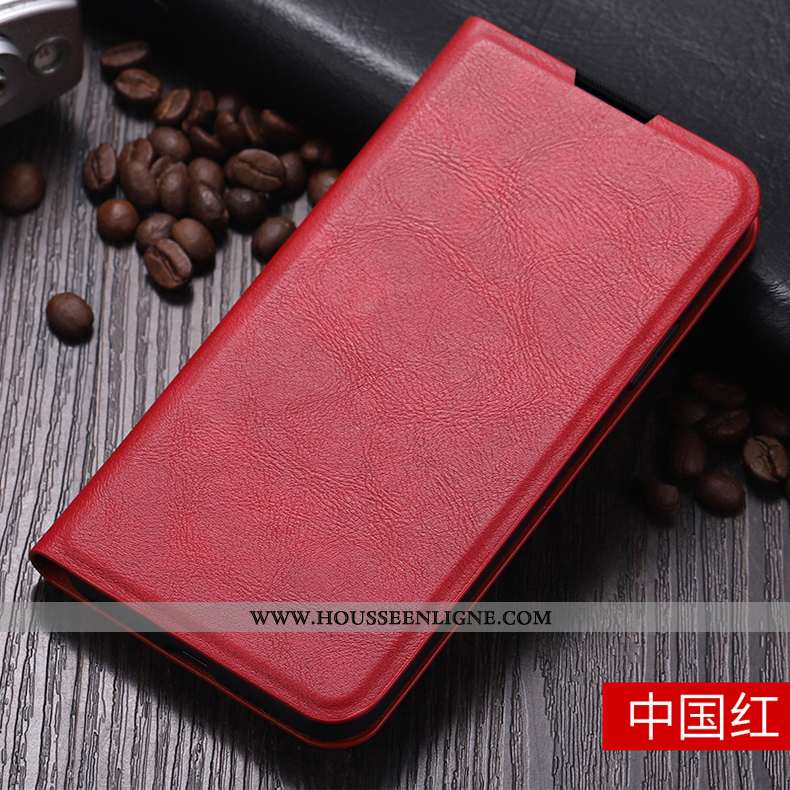 Coque Xiaomi Redmi 9 Cuir Fluide Doux Téléphone Portable Petit Rouge Tout Compris Noir