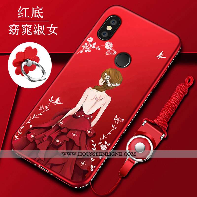 Coque Xiaomi Redmi Note 5 Protection Délavé En Daim Rouge Incassable Étui Petit Haute