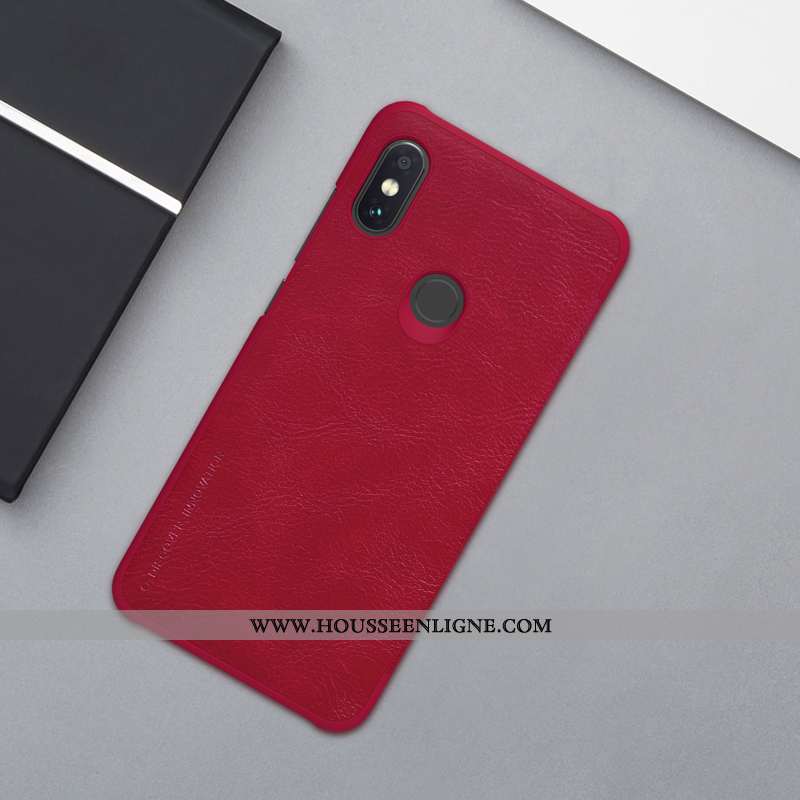 Coque Xiaomi Redmi Note 6 Pro Protection Cuir Business Or Étui Rouge Petit Marron