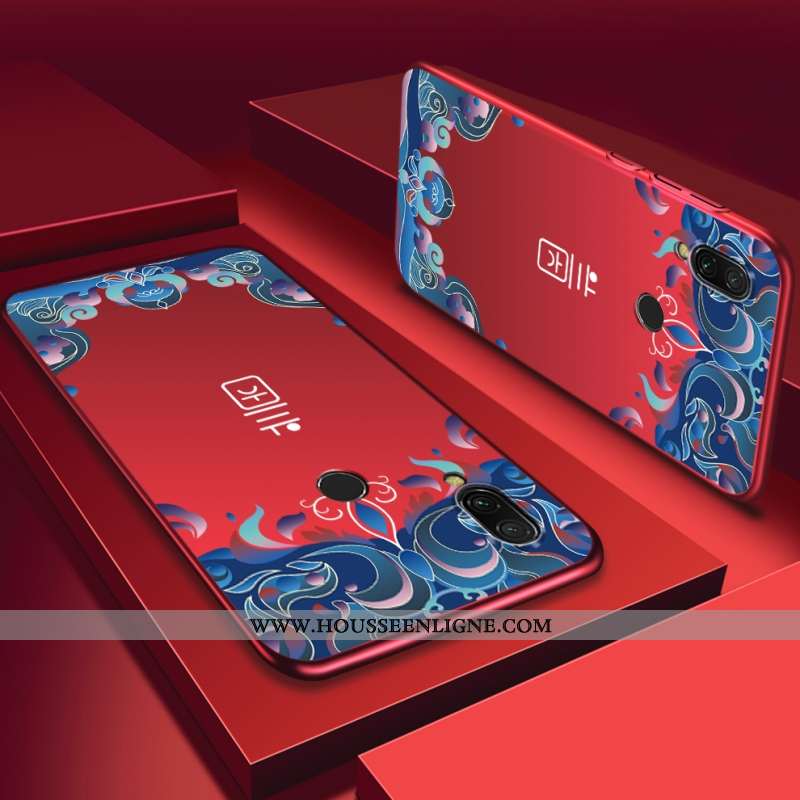 Coque Xiaomi Redmi Note 7 Délavé En Daim Personnalité Difficile Violet Téléphone Portable Rouge