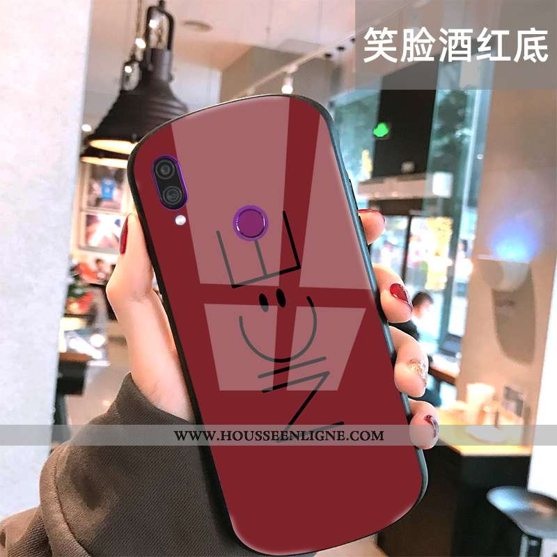 Coque Xiaomi Redmi Note 7 Tendance Fluide Doux Protection Étui Incassable Net Rouge Petit Noir