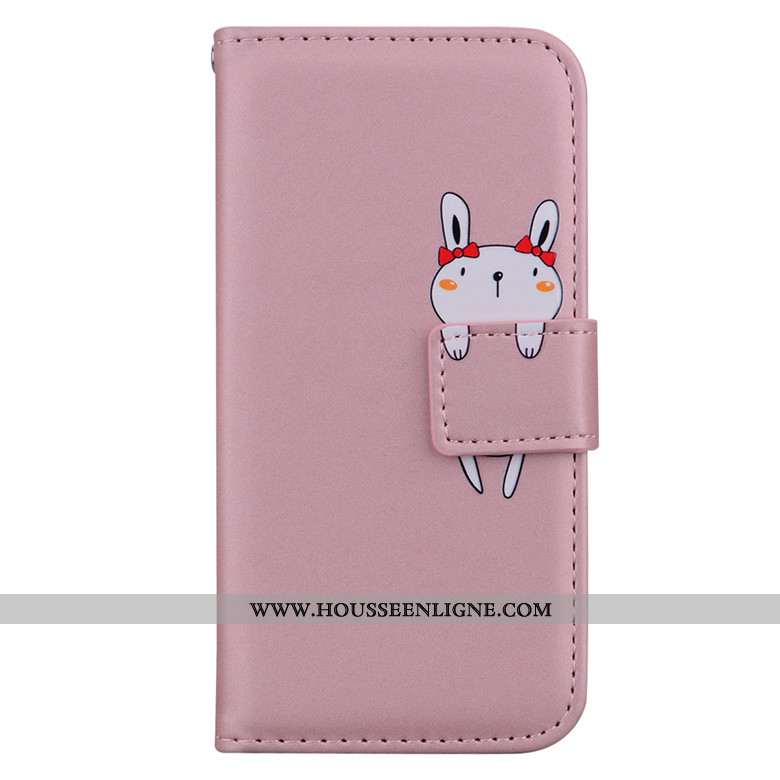 Coque Xiaomi Redmi Note 8 Pro Protection Dessin Animé Étui Téléphone Portable Rose Cuir