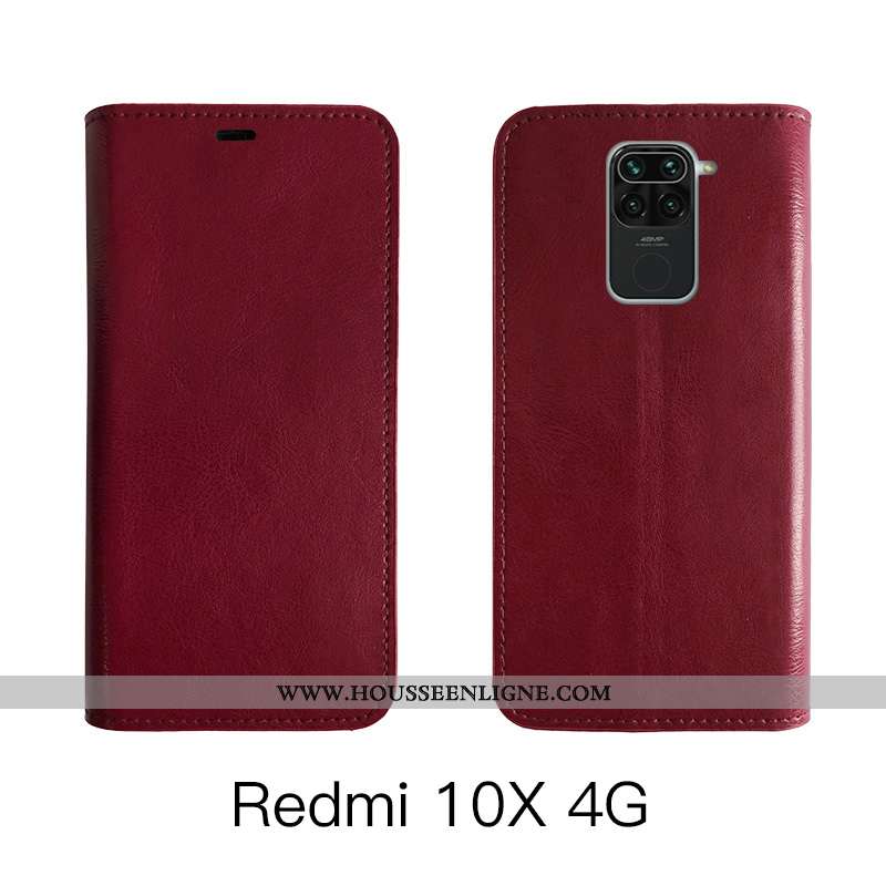 Coque Xiaomi Redmi Note 9 Cuir Véritable Cuir Téléphone Portable Tout Compris Étui Bovins Marron