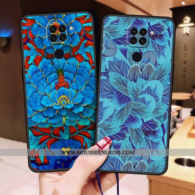 Coque Xiaomi Redmi Note 9 Protection Vintage Amoureux Style Chinois Tout Compris Net Rouge Étui Bleu