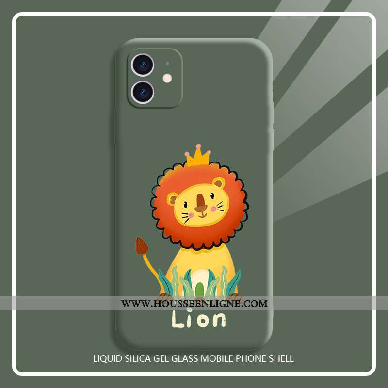 Coque iPhone 11 Dessin Animé Charmant Ultra Lion Mignonne Nouveau Verte