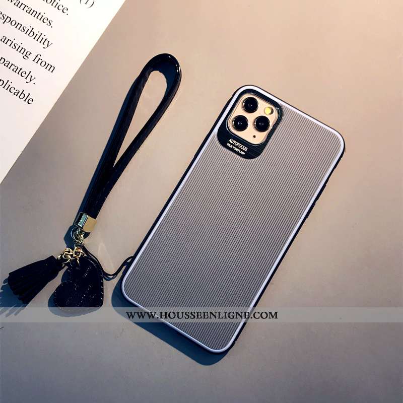 Coque iPhone 11 Pro Cuir Protection Simple Étui Téléphone Portable Personnalité Noir