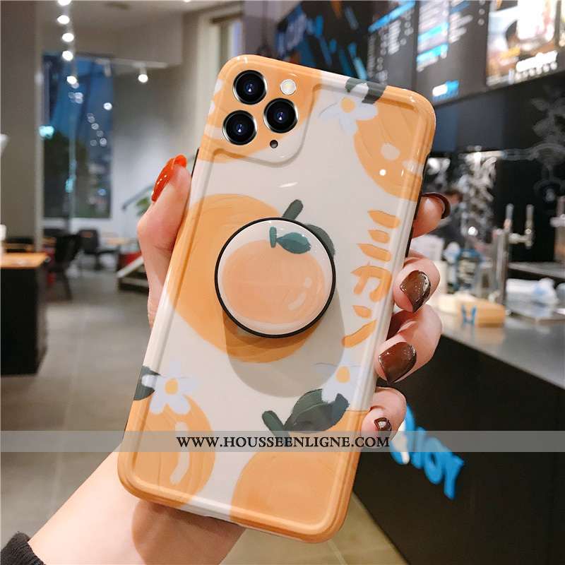 Coque iPhone 11 Pro Fluide Doux Silicone Fruit Créatif Tendance Étui Protection Orange