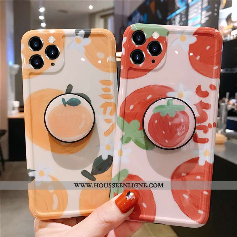 Coque iPhone 11 Pro Fluide Doux Silicone Fruit Créatif Tendance Étui Protection Orange