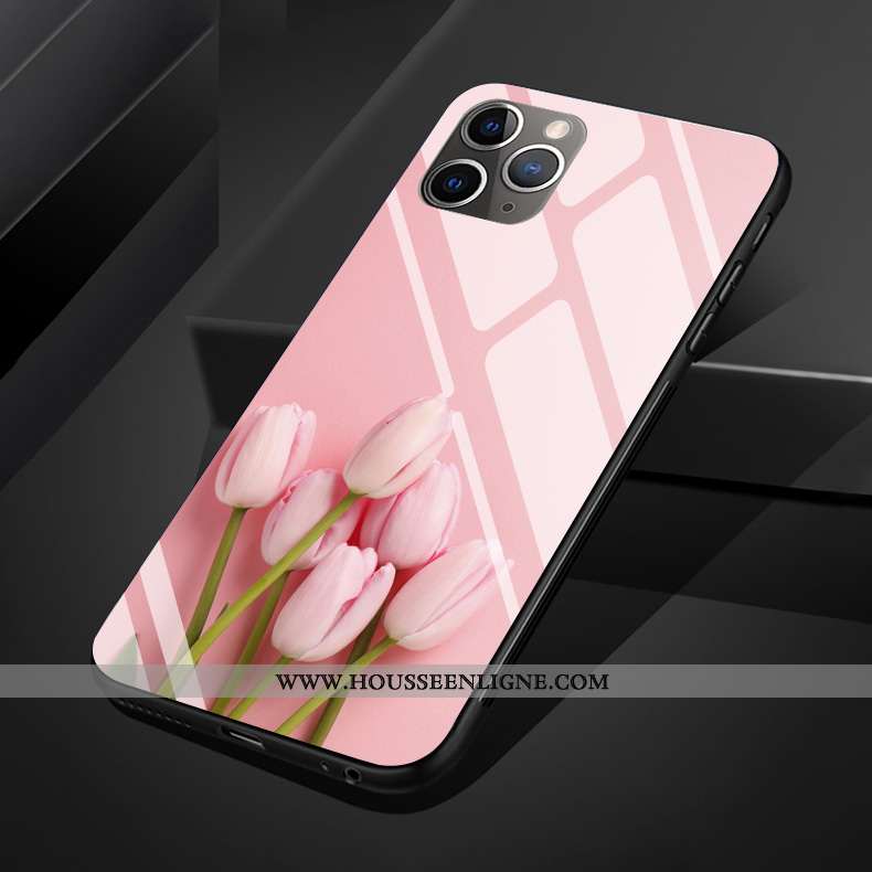 Coque iPhone 11 Pro Max Silicone Protection Verre Personnalité Blanc Rose Blanche