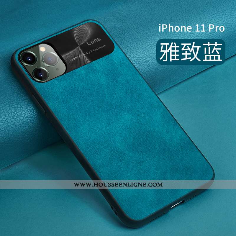 Coque iPhone 11 Pro Protection Ultra Bleu Tendance Net Rouge Cuir