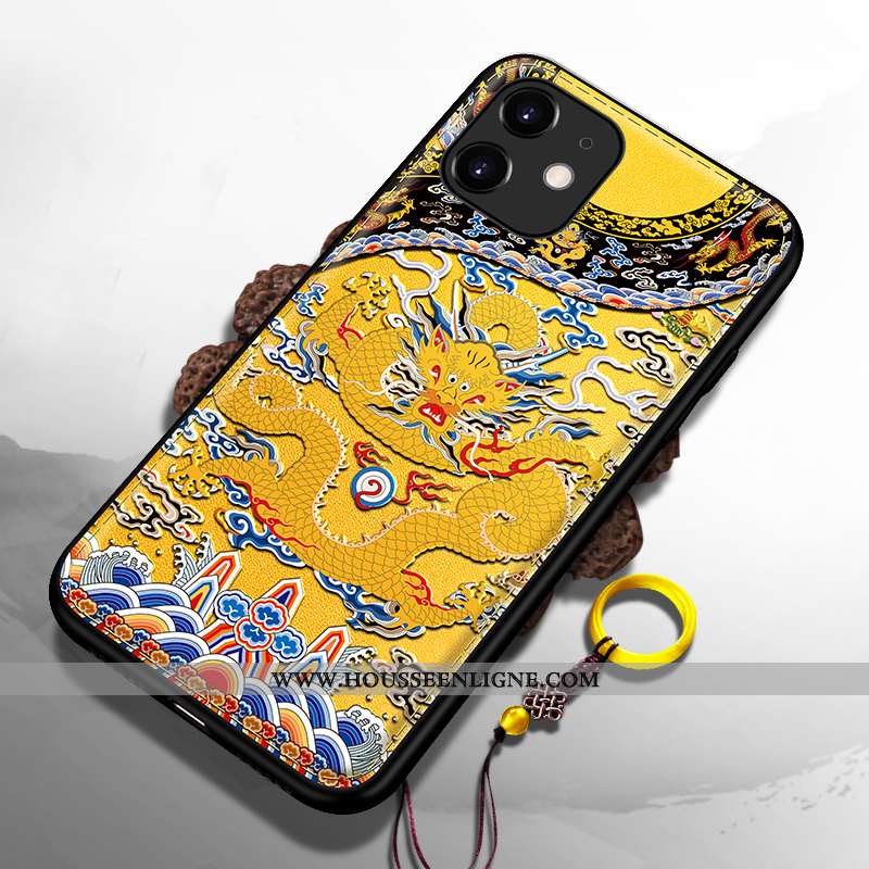 Coque iPhone 11 Silicone Ultra Tout Compris Dragon Jaune Téléphone Portable Palais
