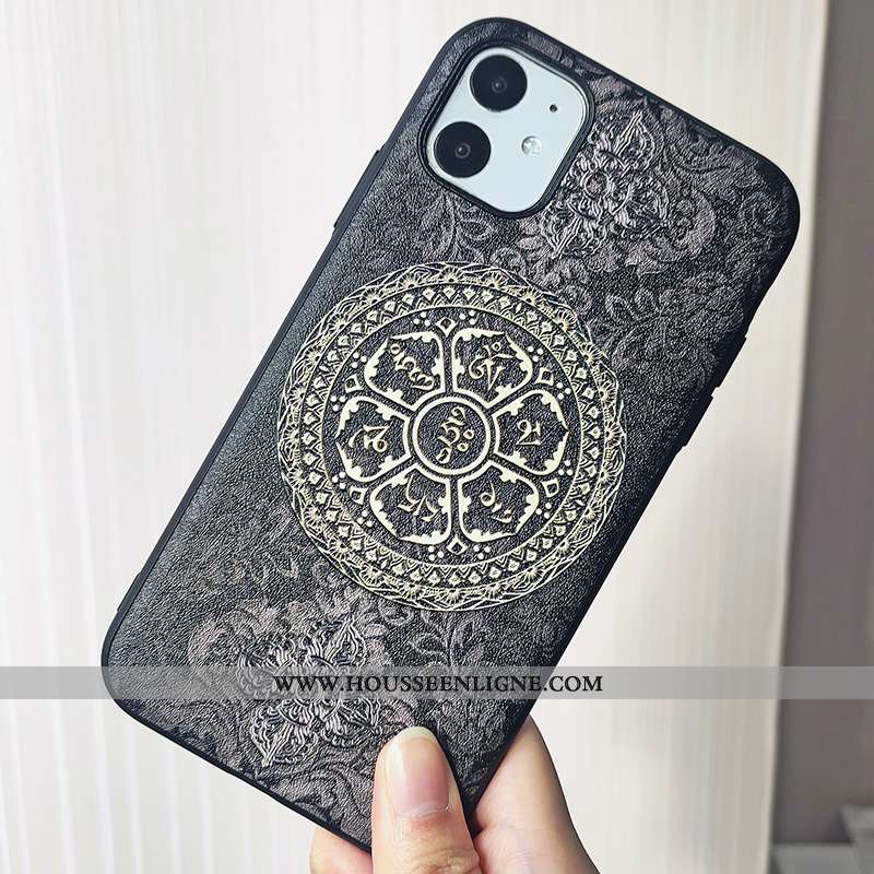 Coque iPhone 11 Tendance Gaufrage Grand Soie Mulberry Rouge Bouddha