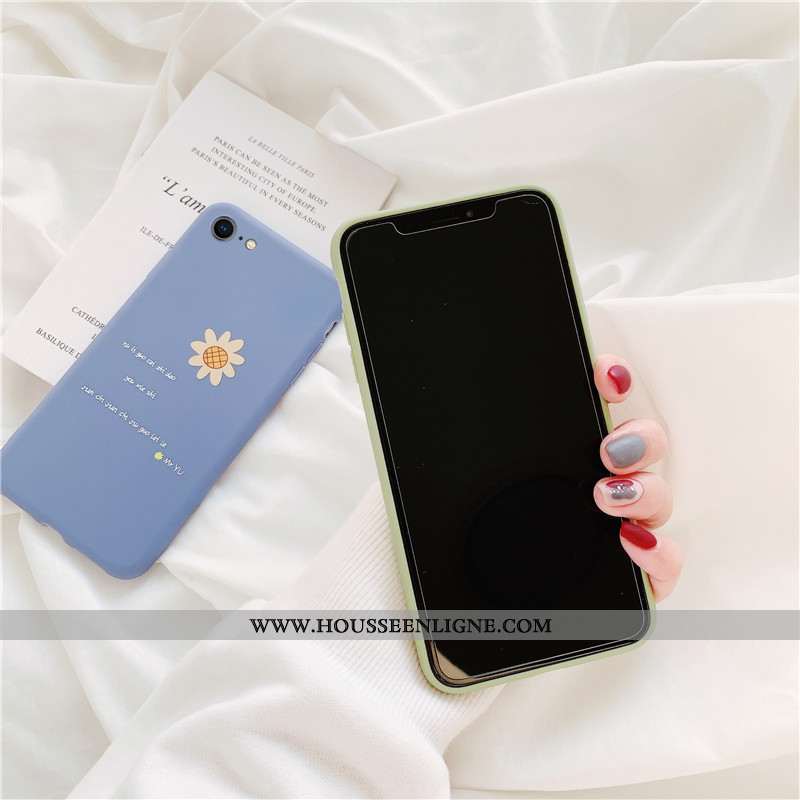 Coque iPhone 6/6s Plus Délavé En Daim Silicone Étui Incassable Protection Bleu Téléphone Portable