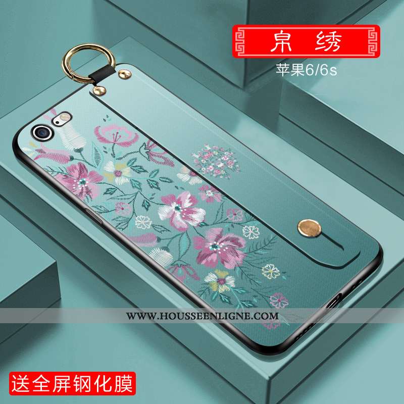 Coque iPhone 6/6s Plus Silicone Vert Étui Vent Style Chinois Téléphone Portable Verte
