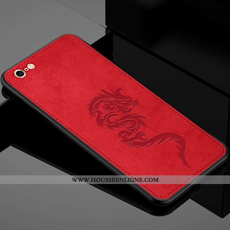 Coque iPhone 6/6s Protection Délavé En Daim Créatif Tissu Rouge Refroidissement Légère