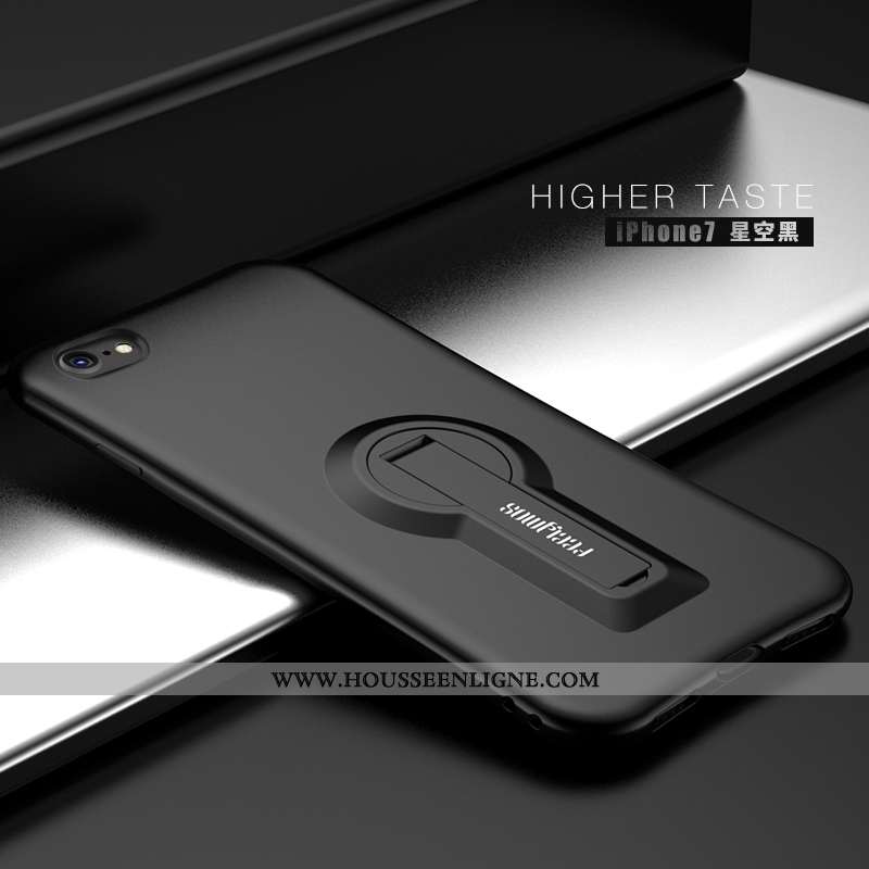 Coque iPhone 7 Fluide Doux Silicone Support Noir Tendance Protection Incassable