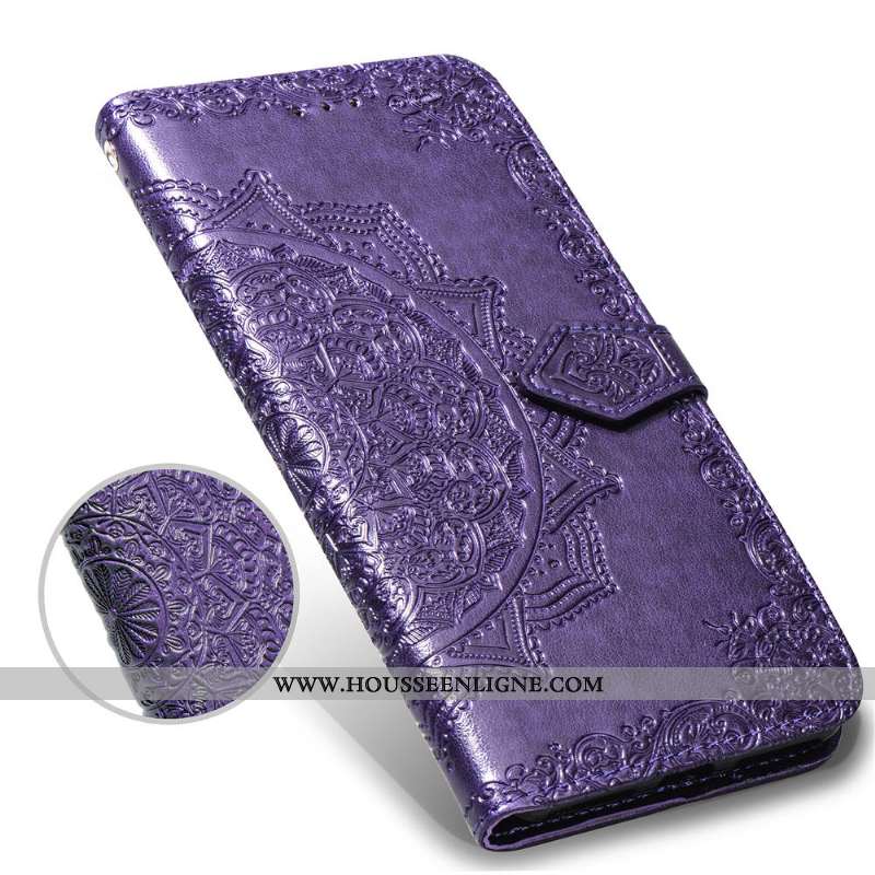 Coque iPhone 7 Plus Cuir Fluide Doux Incassable Carte Clamshell Violet