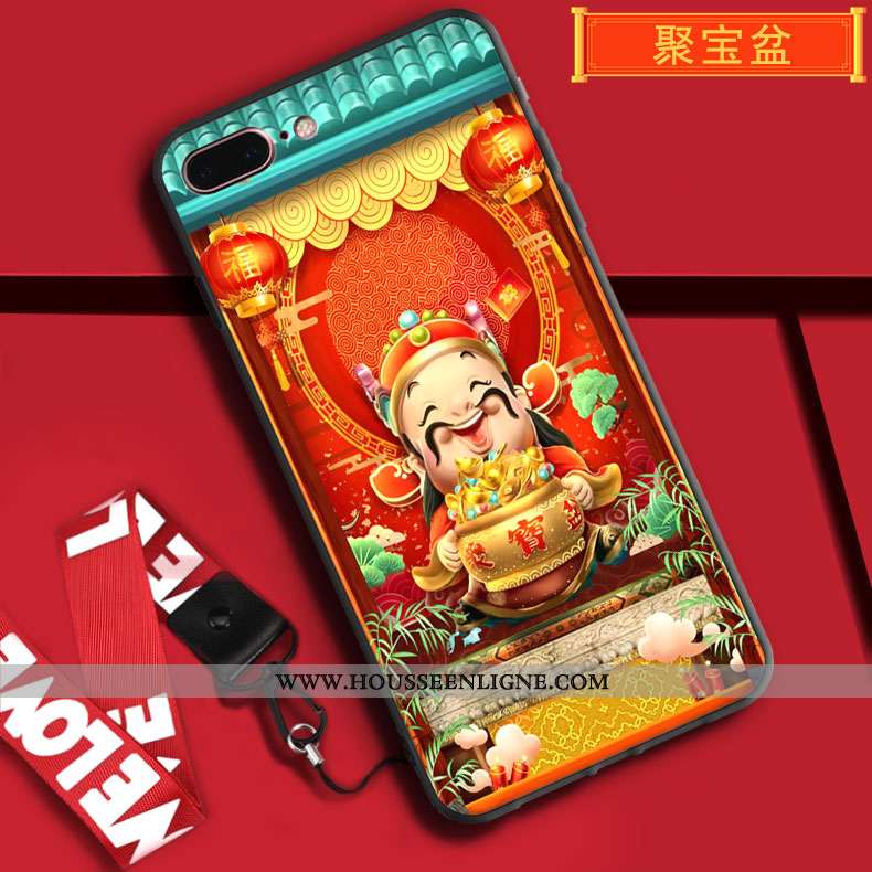 Coque iPhone 7 Plus Tendance Fluide Doux Rouge Silicone Rat Pu Charmant