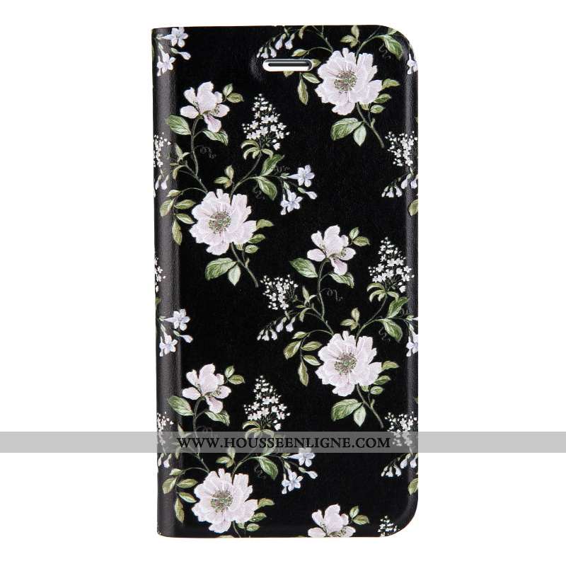 Coque iPhone 7 Tendance Cuir Étui Téléphone Portable Gaufrage Dimensionnel Incassable Noir